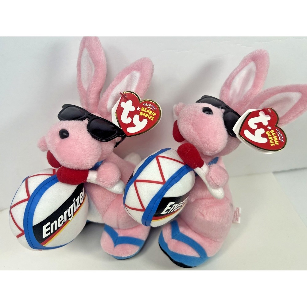 2 Energizer Bunnies TY Beanie Babies Exclusive New So Cute! Pink